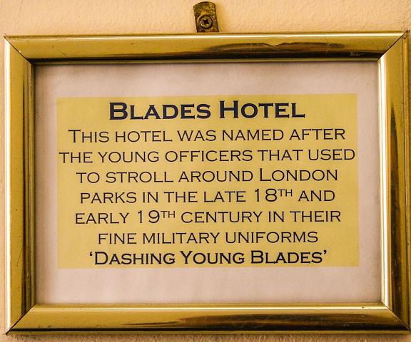 Blades Hotel England London Porch