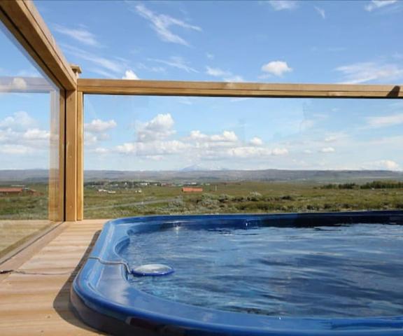 Blue View Cabin 3B with Hot Tub South Iceland Blaskogabyggd Terrace