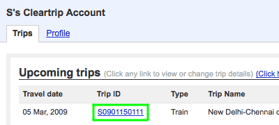 Hit the Trip ID associated with the booking you want to cancel